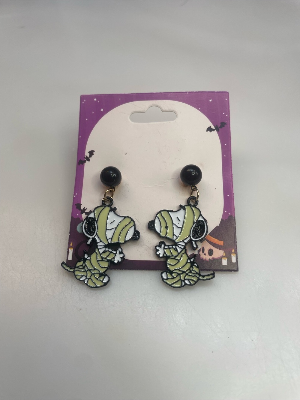 Snoopy Halloween Mummy Puppy Drop Earrings